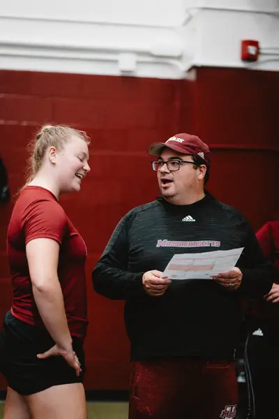 UMass Athletics strength and conditioning — athlete training in the weight room, Amherst MA